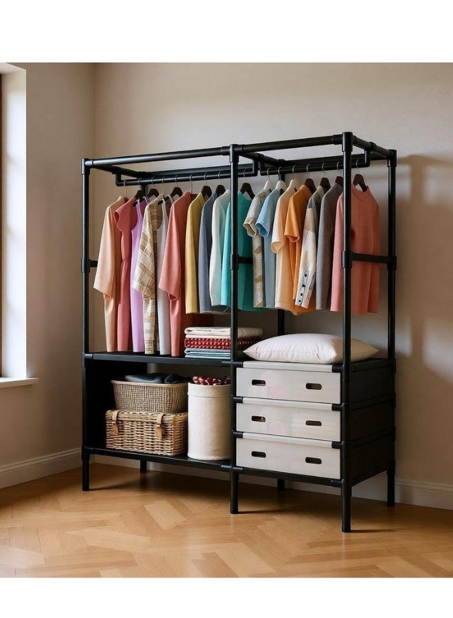 Happy Home Freestanding closet organizer, sturdy wardrobe organizer, portable clothes rack, modern open wardrobe, versatile hanging rack with shelves and storage boxes for organizing clothes and saving space, 103 x 41 x 170 cm - Image 2